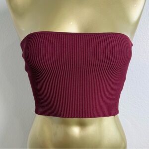 Babaton Burgundy Ribbed Crop Top